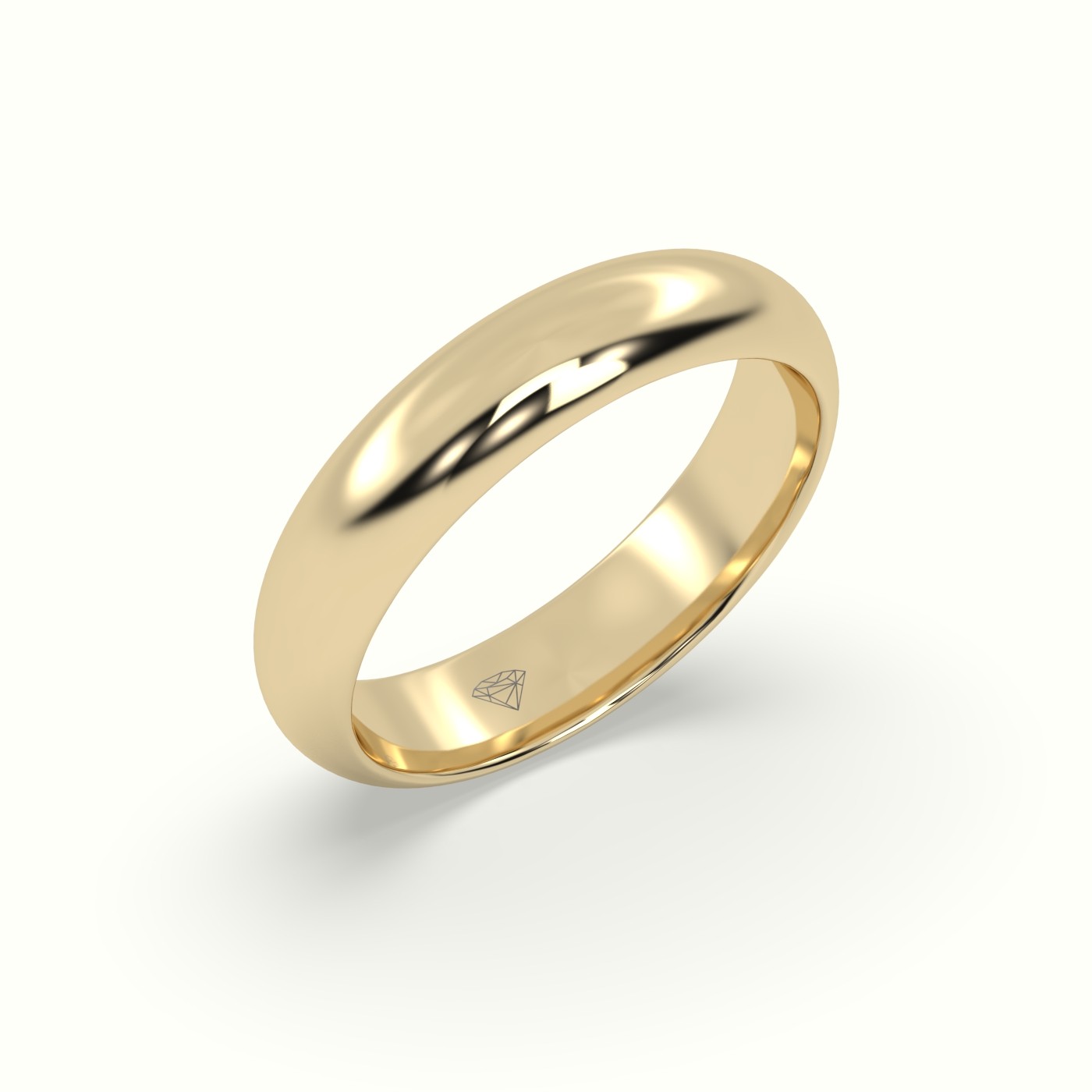 18k yellow gold traditional d shape flat profile wedding band Photos & images