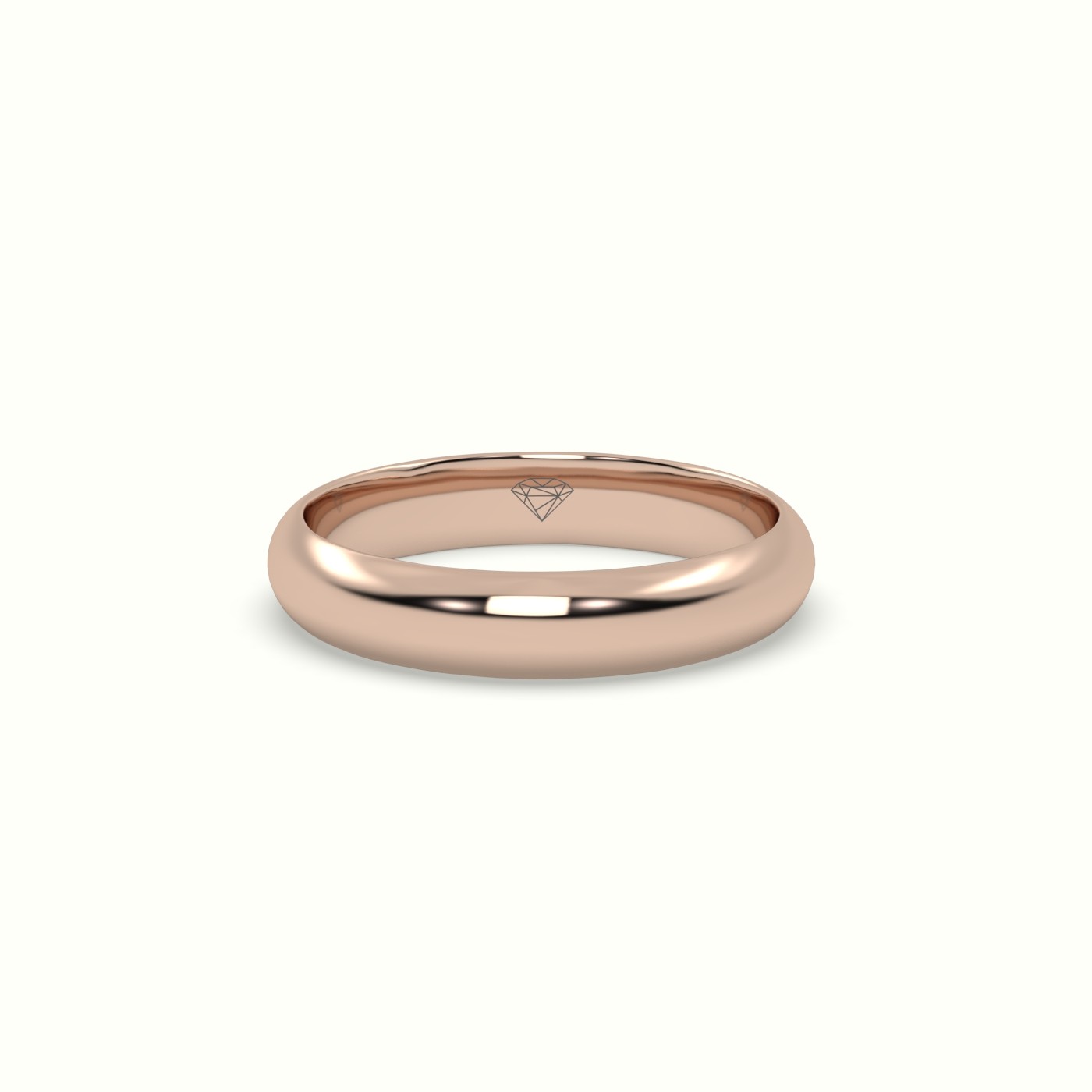 18k rose gold  18k rose gold traditional d shape flat profile wedding band