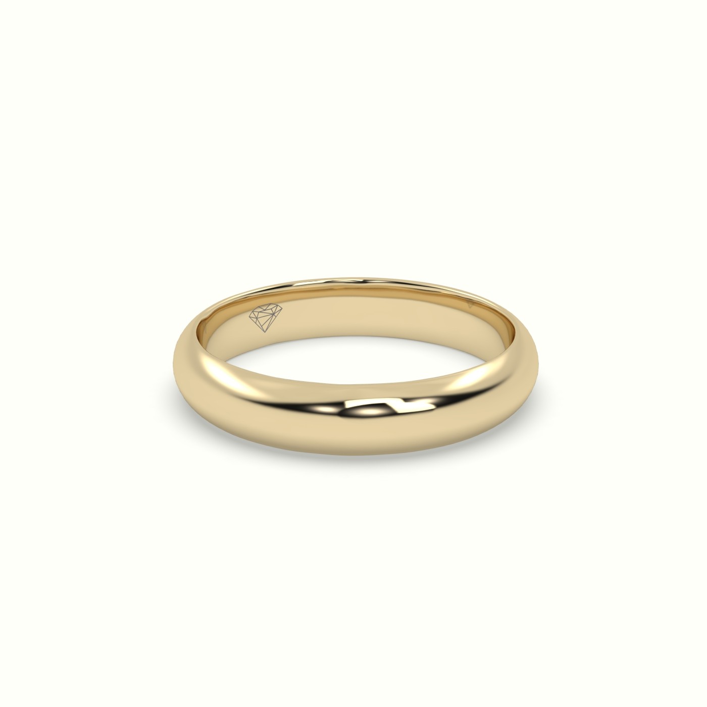 18k yellow gold traditional d shape flat profile wedding band Photos & images