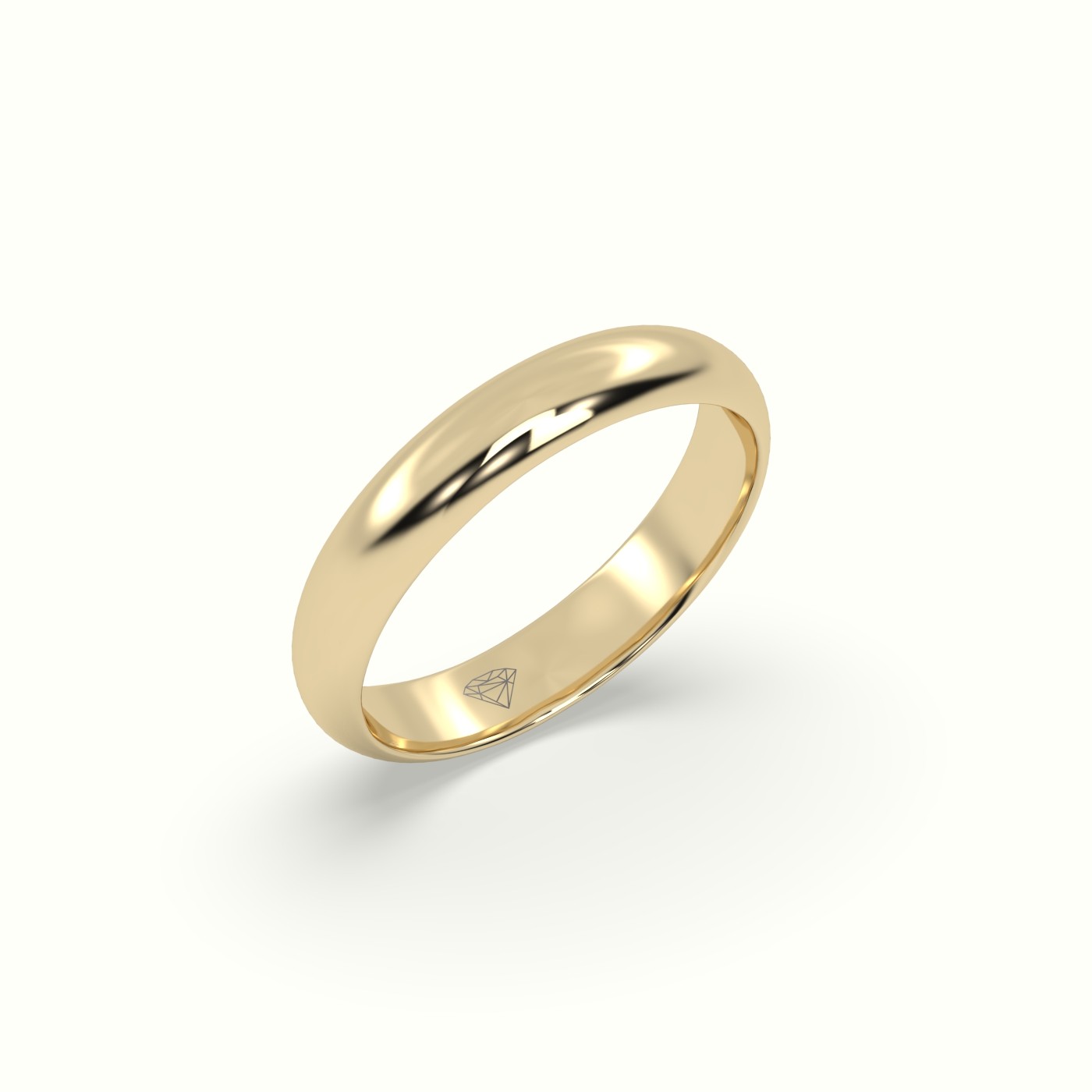 18k yellow gold traditional d shape flat profile wedding band Photos & images