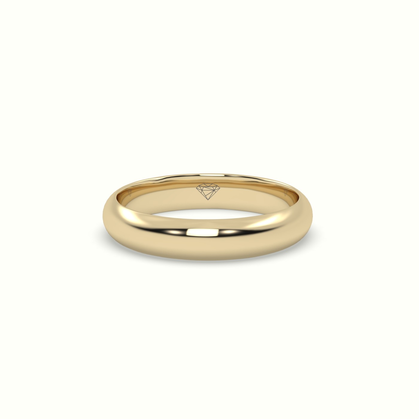 18k yellow gold traditional d shape flat profile wedding band