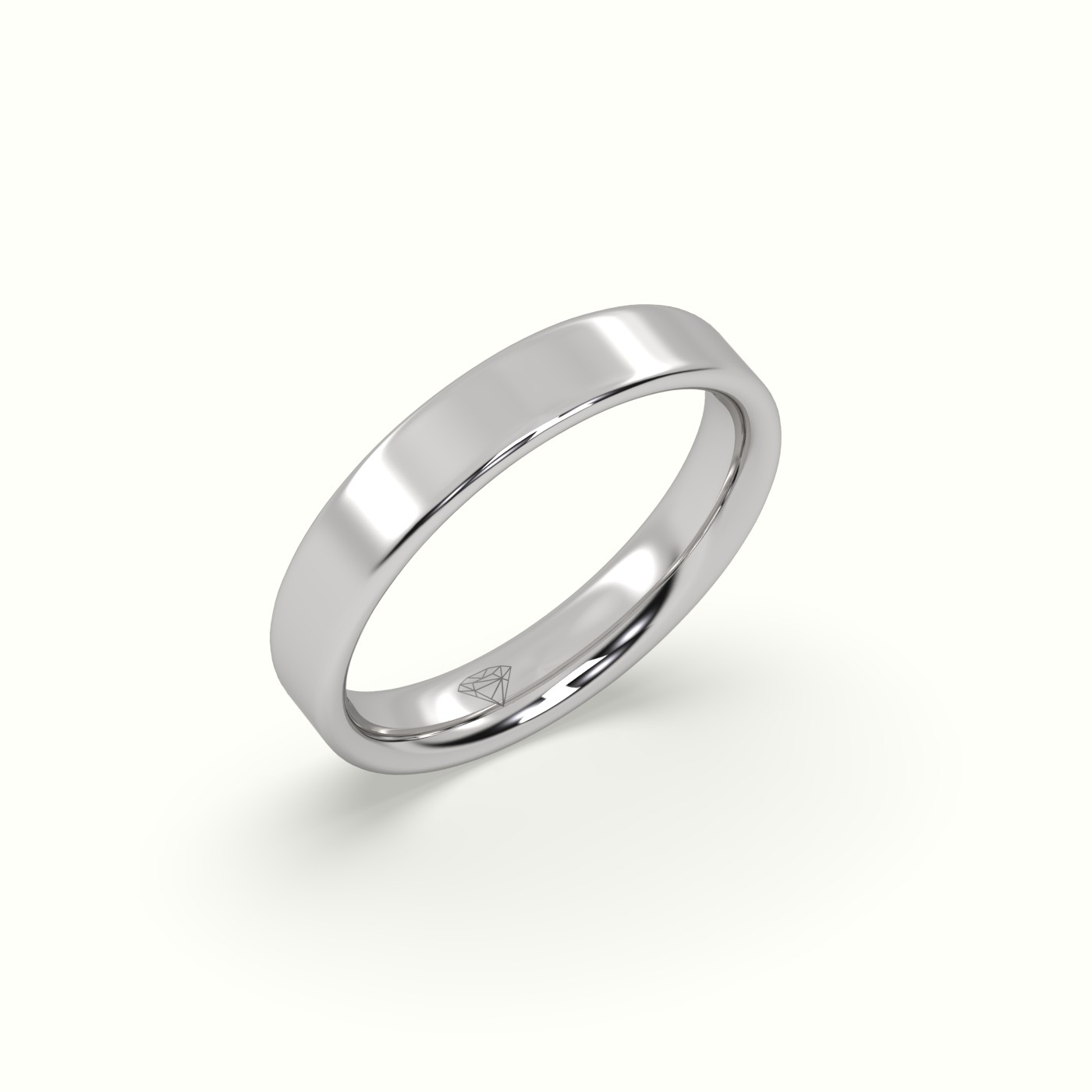 18k white gold time honoured heavy weight  flat d court women's wedding band Photos & images