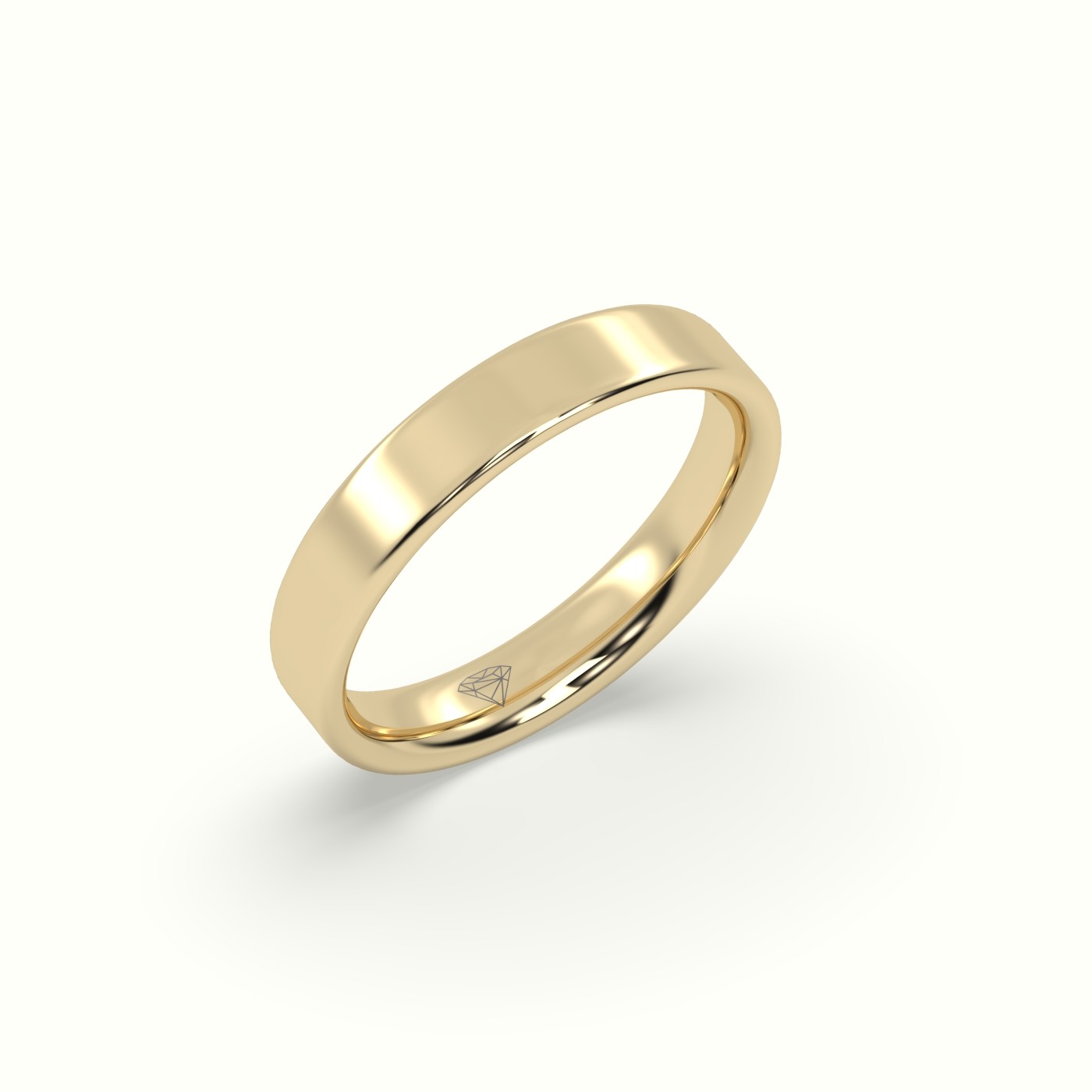 18k yellow gold time honoured heavy weight  flat d court women's wedding band Photos & images