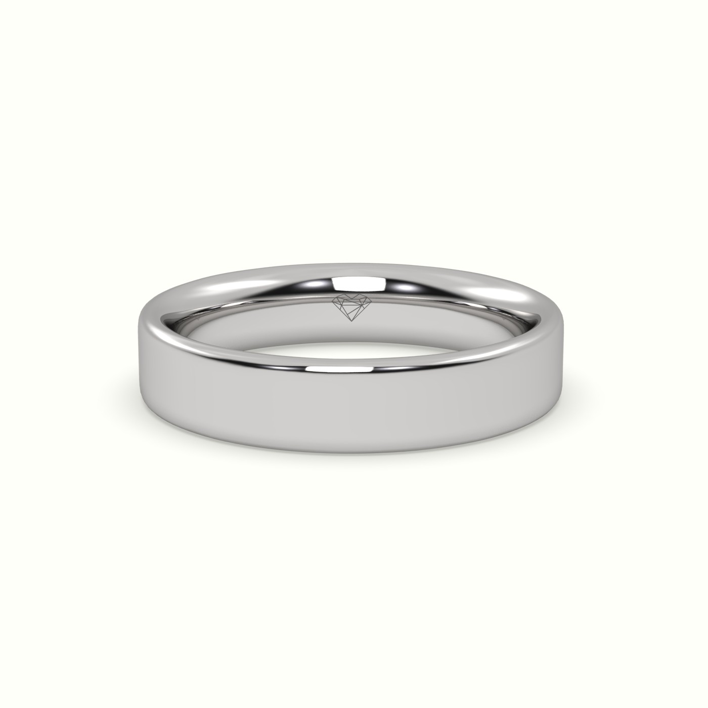 18k white gold time honoured heavy weight  flat d court women's wedding band