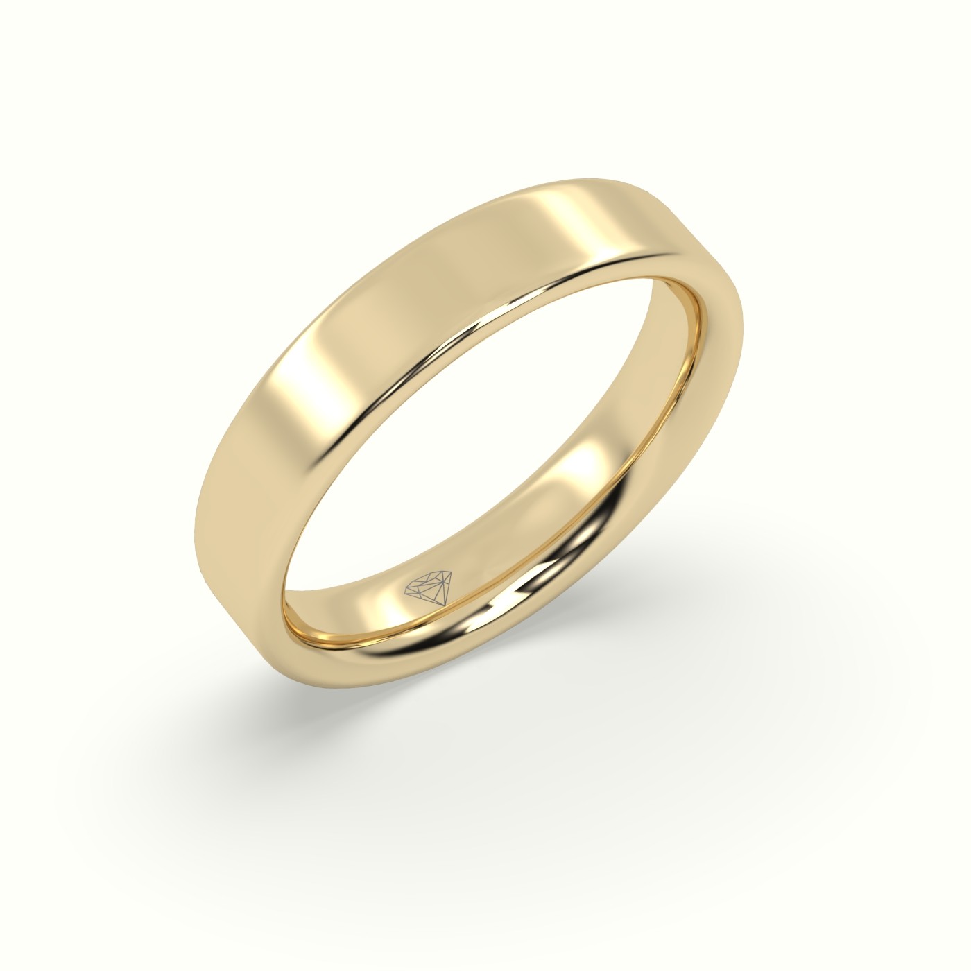 18k yellow gold time honoured heavy weight  flat d court women's wedding band Photos & images