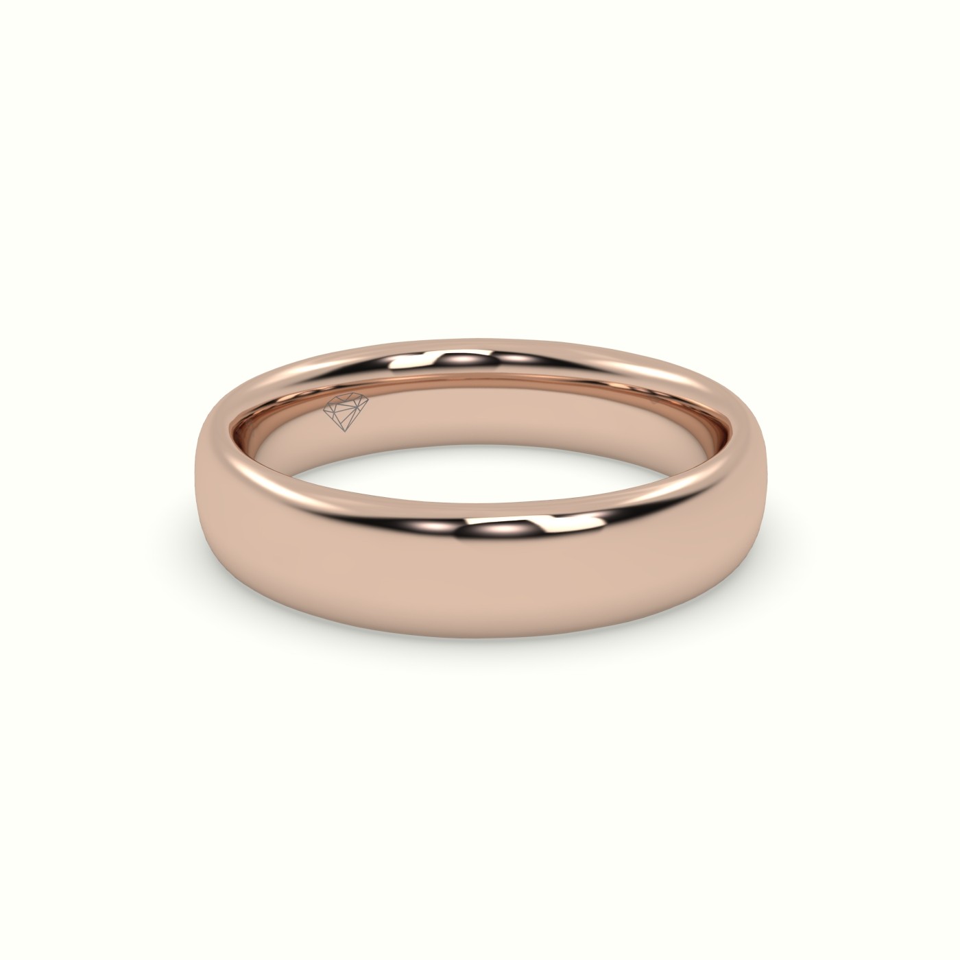 18k rose gold classic wedding band. Photos & images