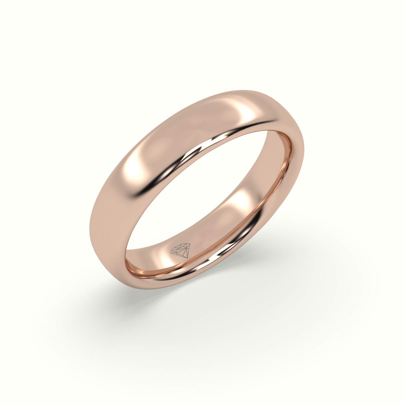 18k rose gold classic wedding band. Photos & images