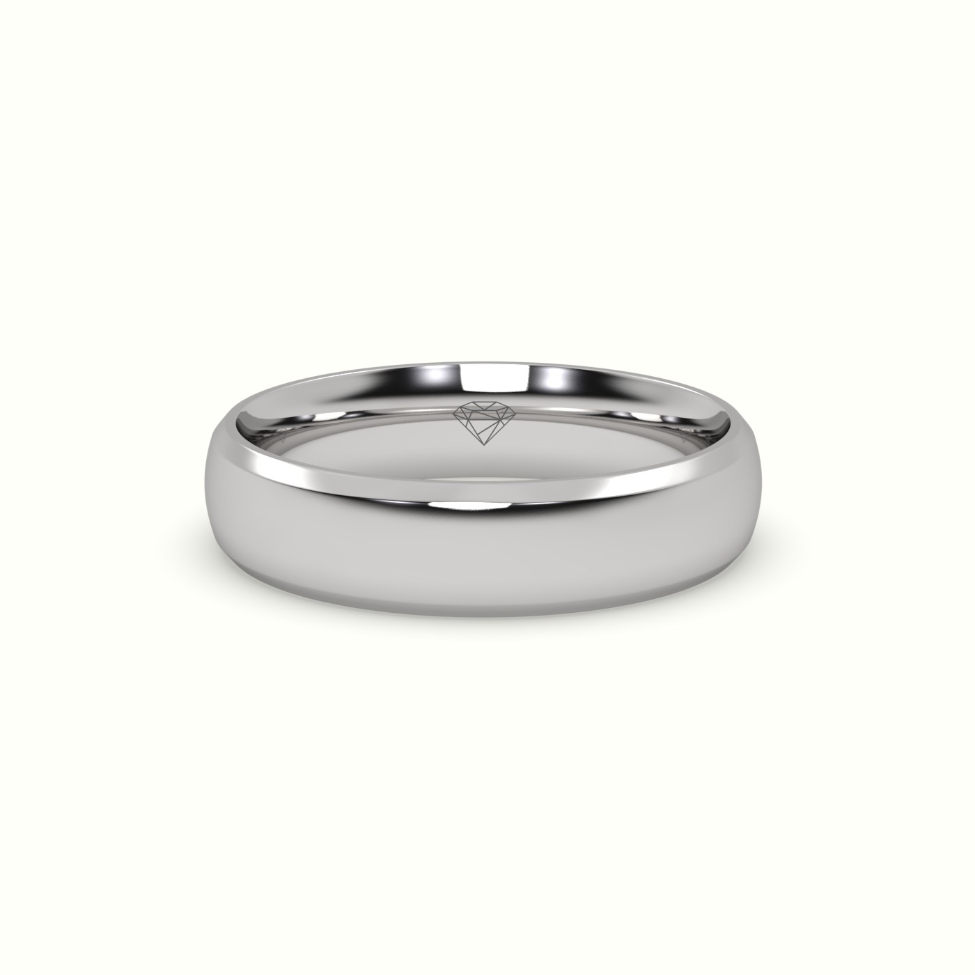 18k white gold modern court wedding band