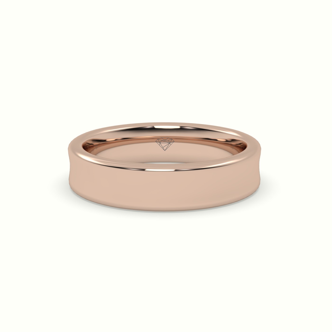 18k rose gold d shape court profile women's wedding band
