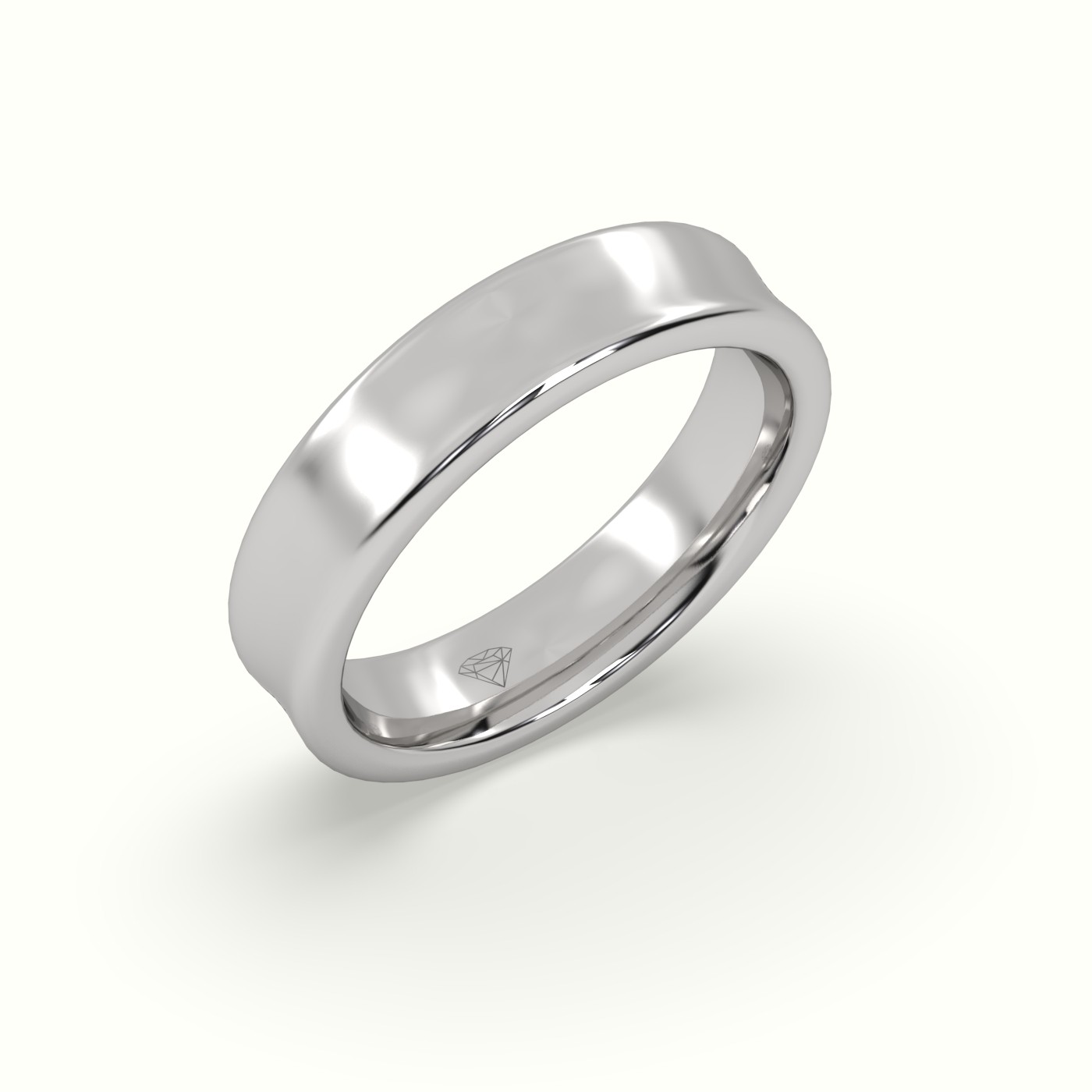 18k white gold d shape court profile women's wedding band Photos & images