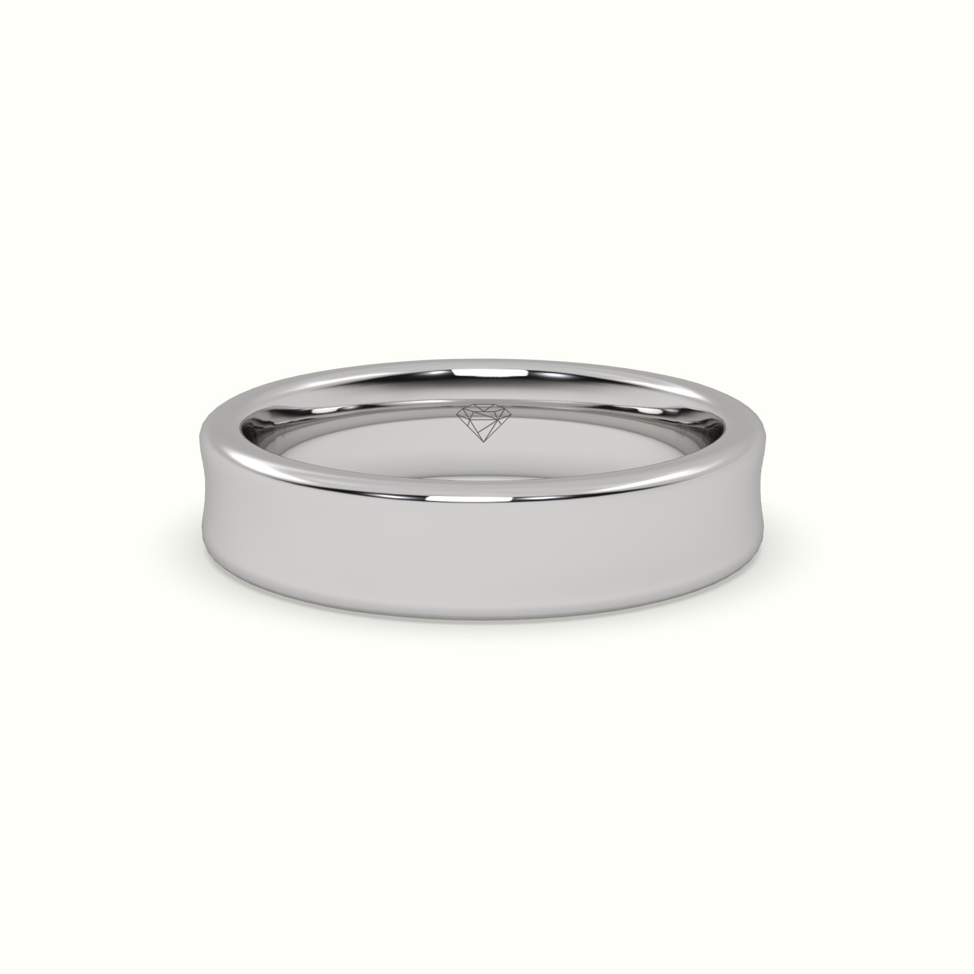 18k white gold d shape court profile women's wedding band