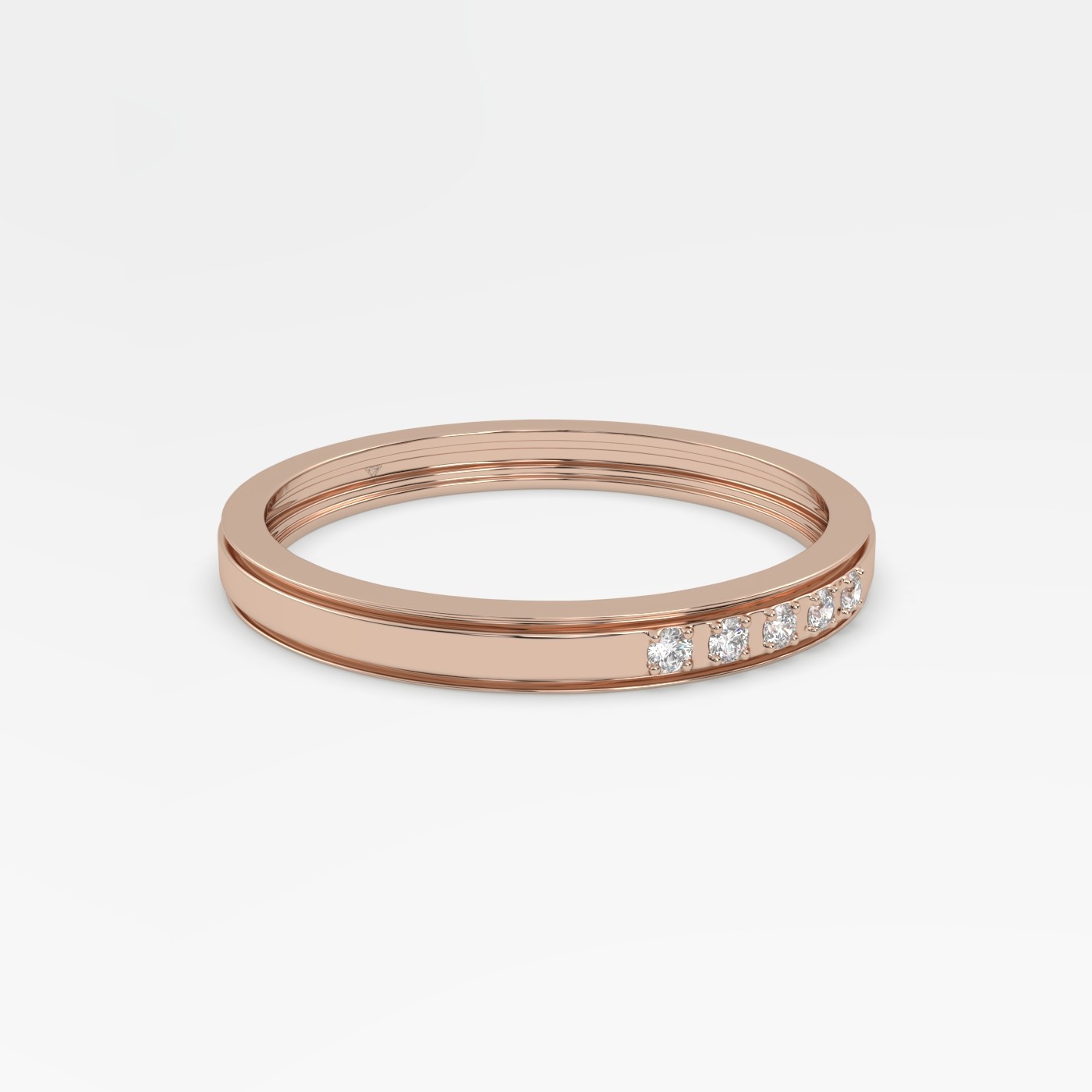 18k rose gold single stone diamond wedding band Photos & images