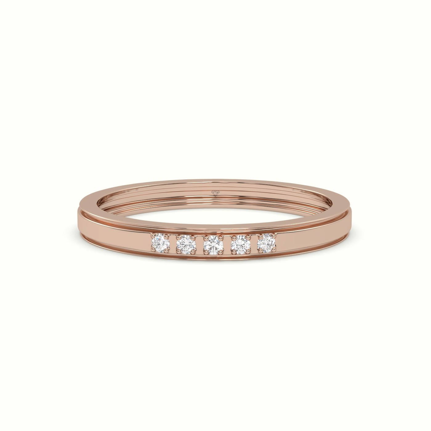 18k rose gold single stone diamond wedding band
