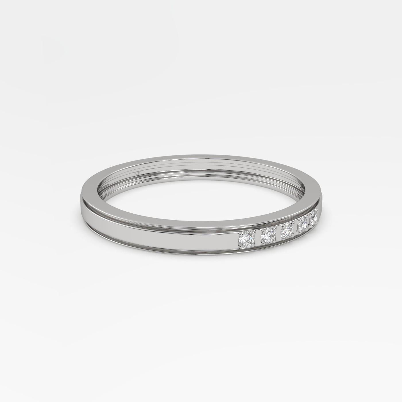 18k white gold 5 gypsy flush set diamond wedding band Photos & images
