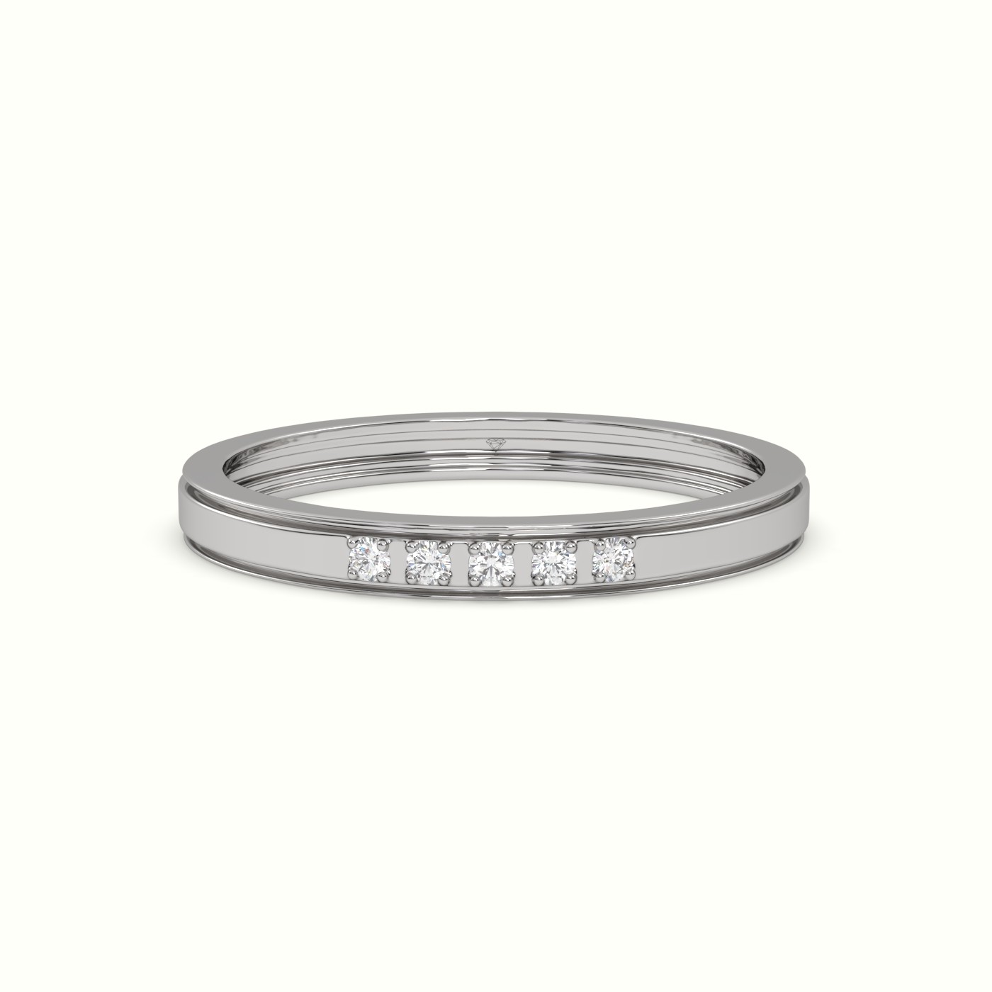 18k white gold 5 gypsy flush set diamond wedding band