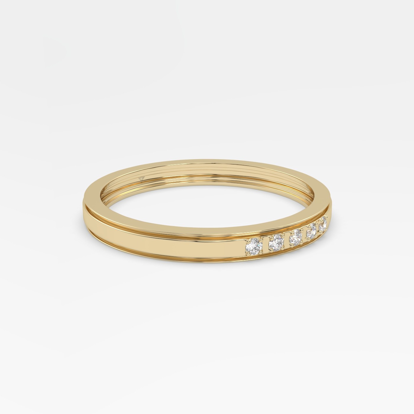 18k yellow gold 5 gypsy flush set diamond wedding band Photos & images
