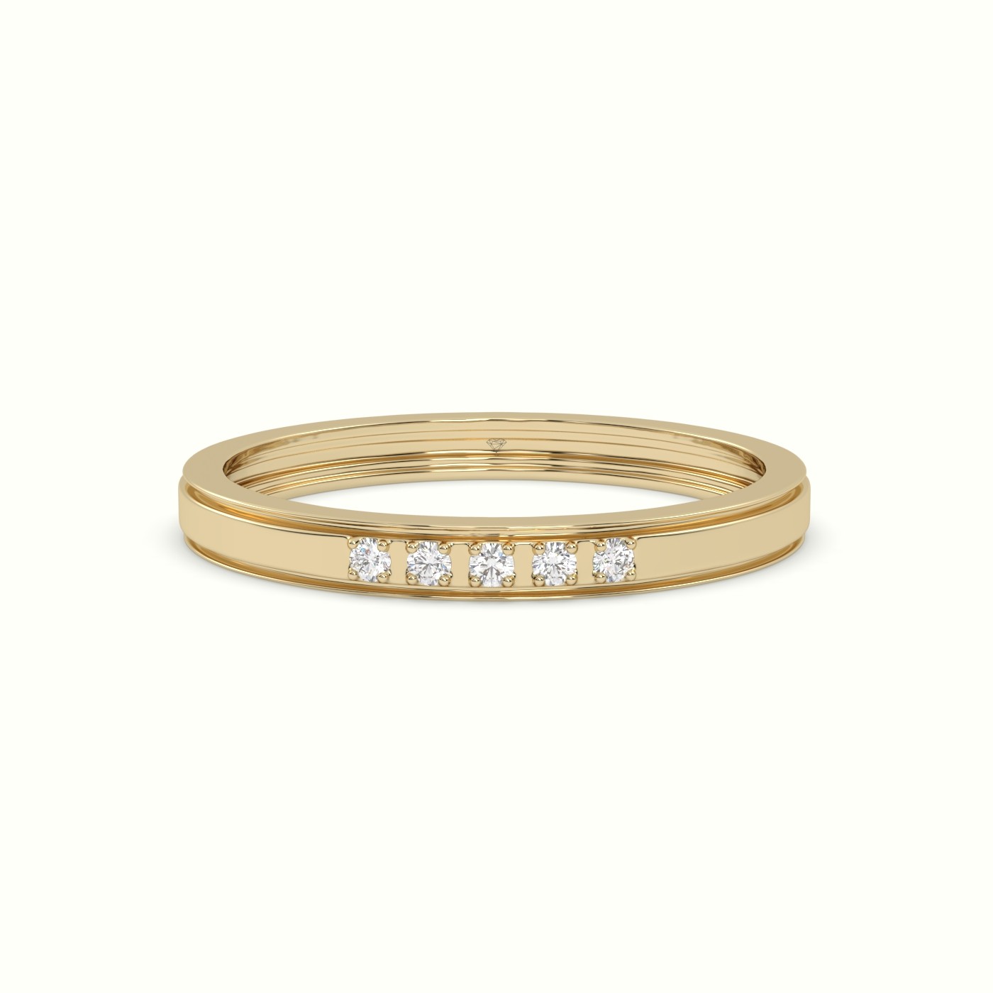 18k yellow gold 5 gypsy flush set diamond wedding band