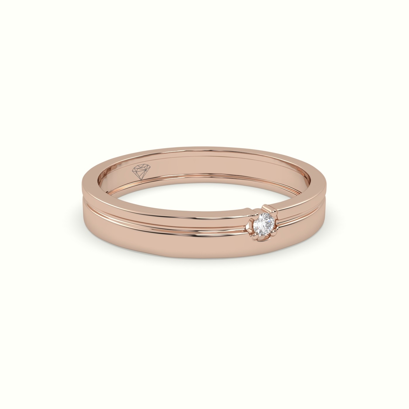 18k rose gold single stone diamond wedding band Photos & images