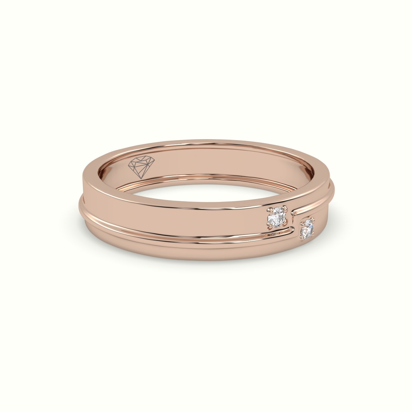 18k rose gold men's carved line diamond wedding band Photos & images