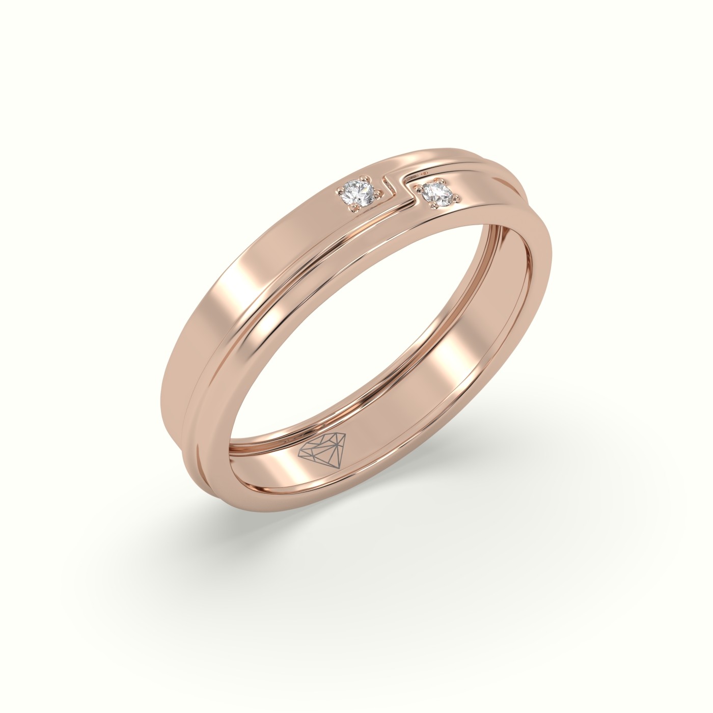 18k rose gold men's carved line diamond wedding band Photos & images