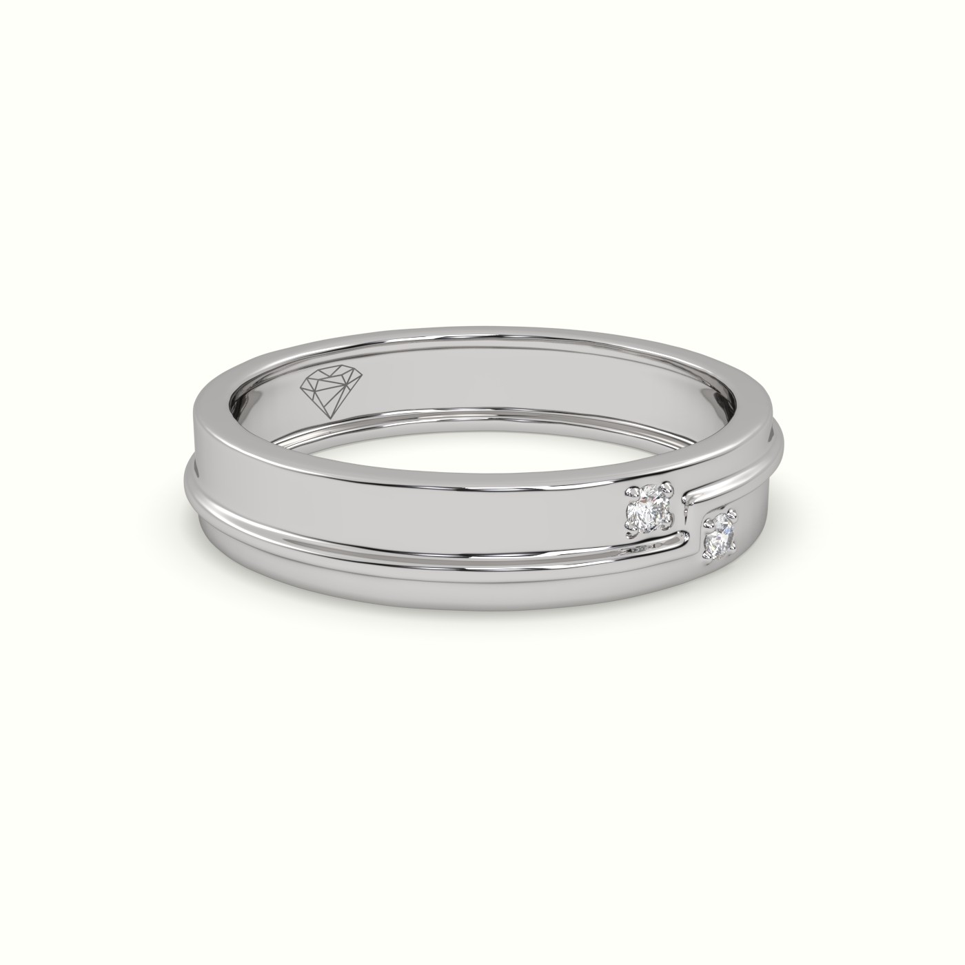 18k white gold men's carved line diamond wedding band Photos & images