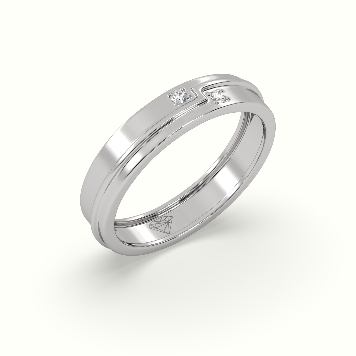 18k white gold men's carved line diamond wedding band Photos & images