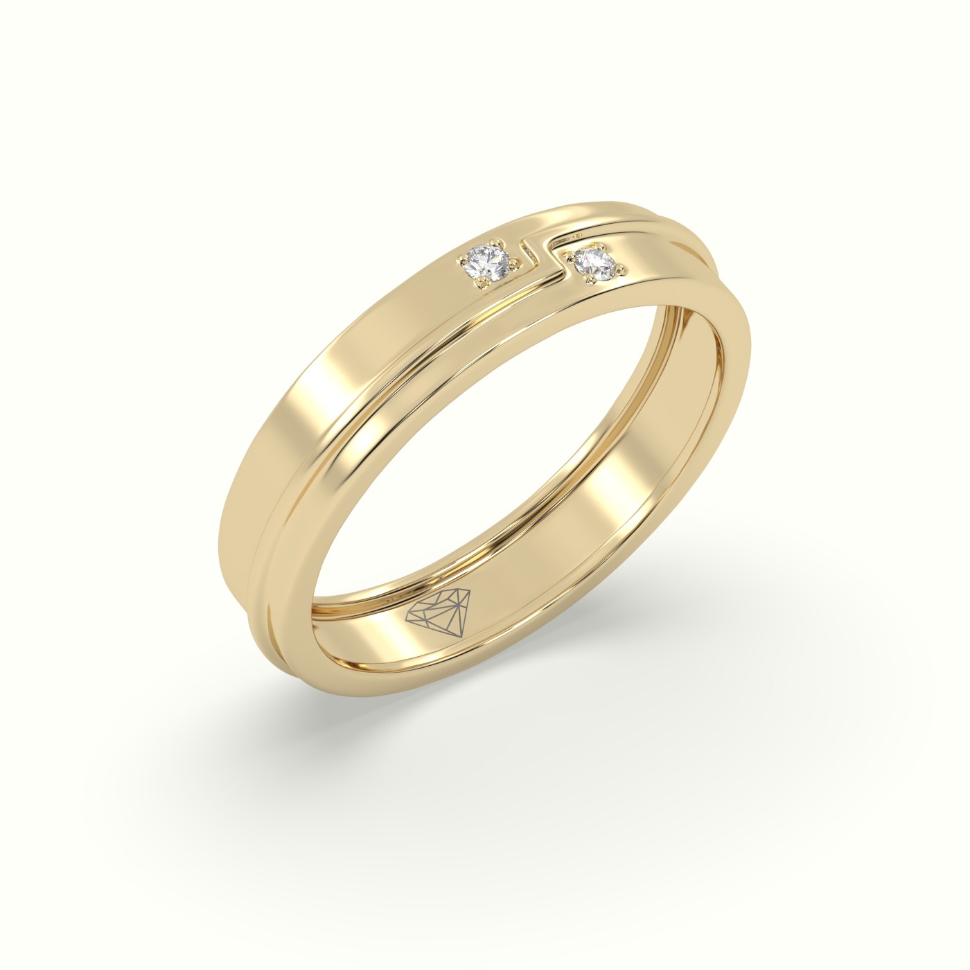 18k yellow gold men's carved line diamond wedding band Photos & images