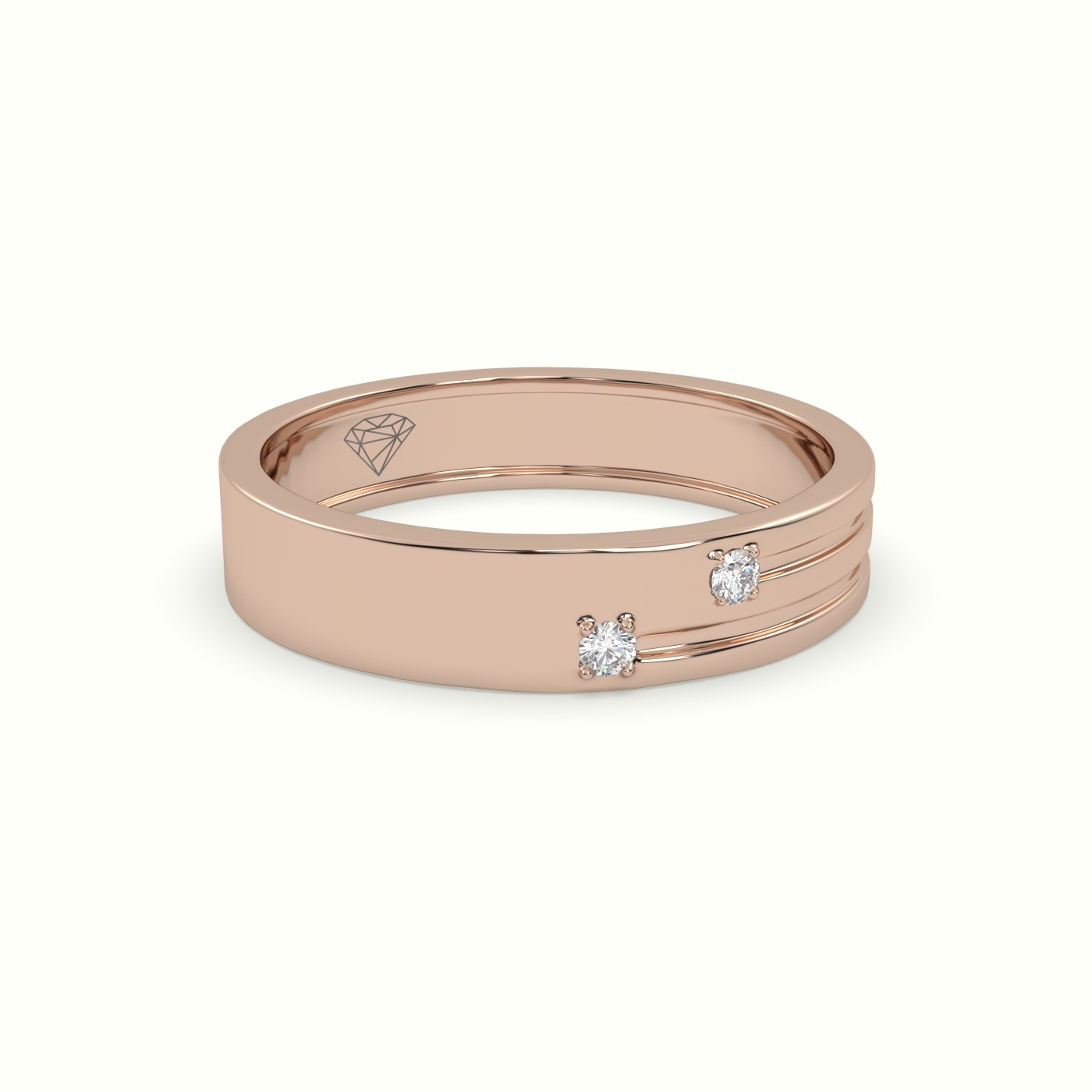 18k rose gold stylish diamond wedding band Photos & images