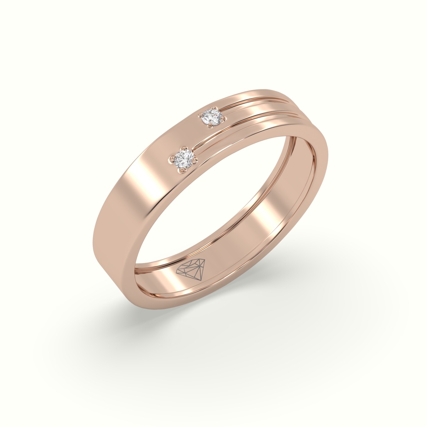 18k rose gold stylish diamond wedding band Photos & images