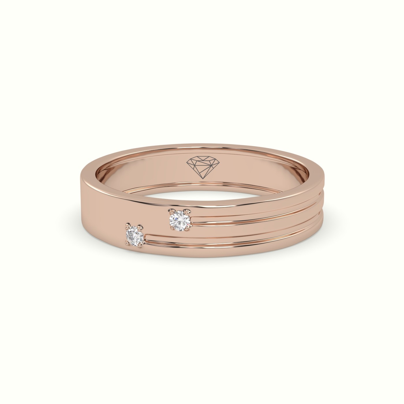 18k rose gold stylish diamond wedding band