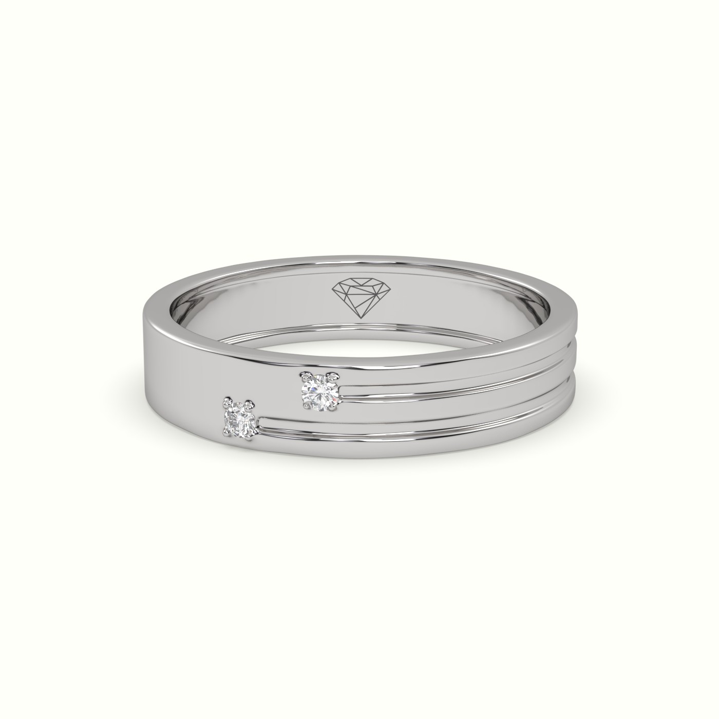 18k white gold stylish diamond wedding band