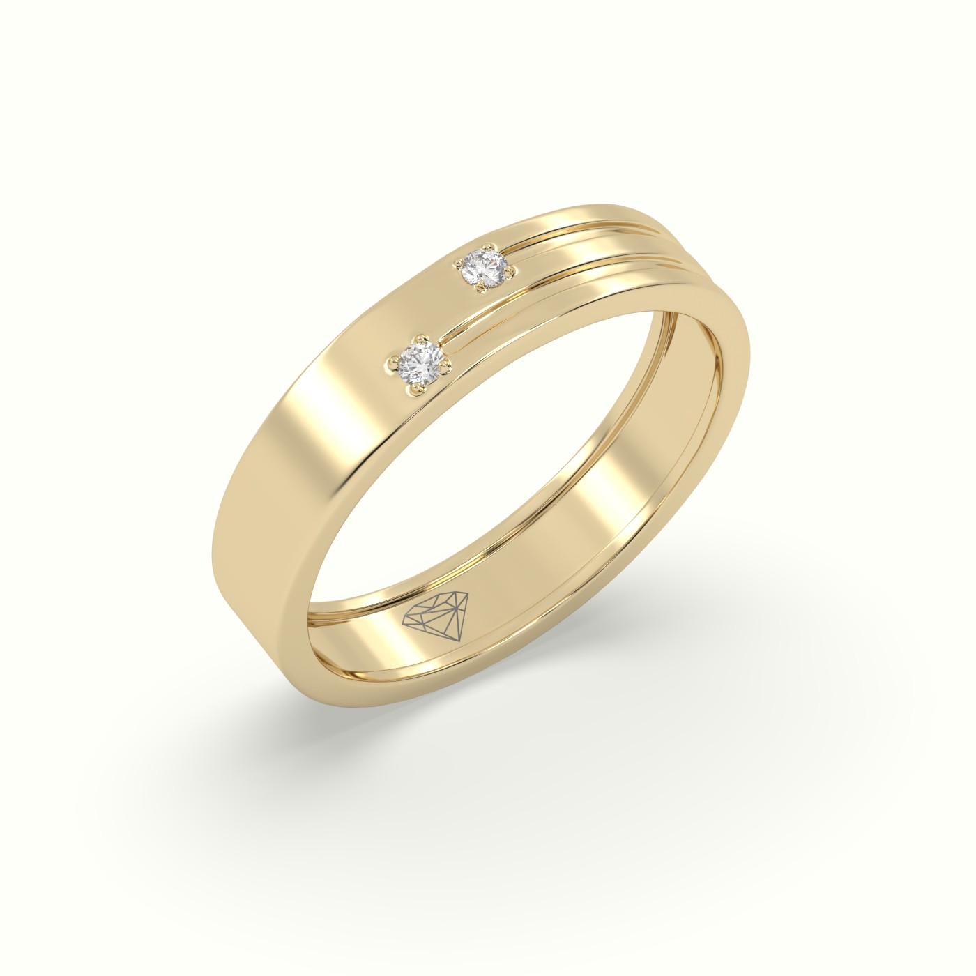 18k yellow gold stylish diamond wedding band Photos & images