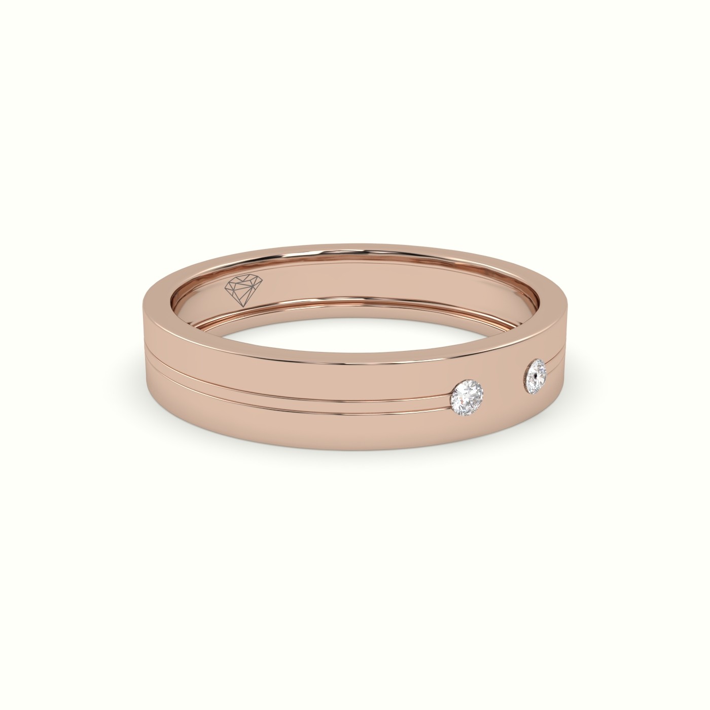 18k rose gold flush set diamond wedding band Photos & images