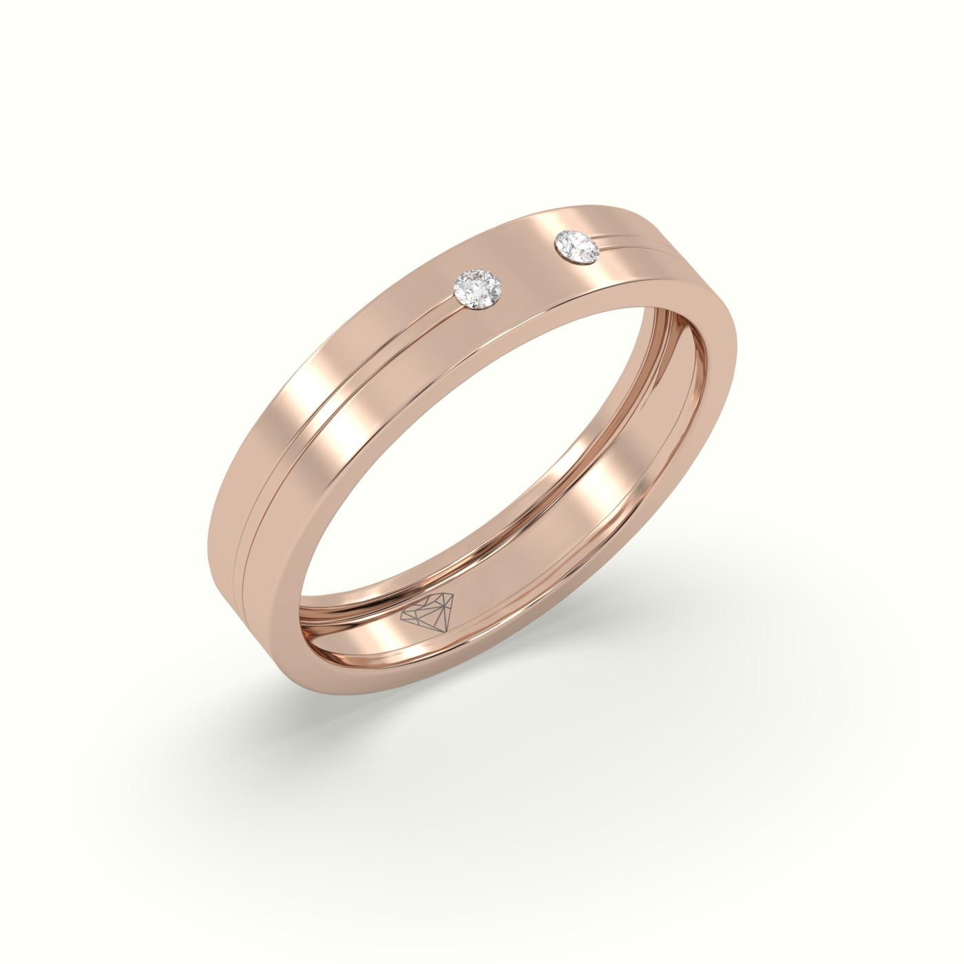 18k rose gold flush set diamond wedding band Photos & images