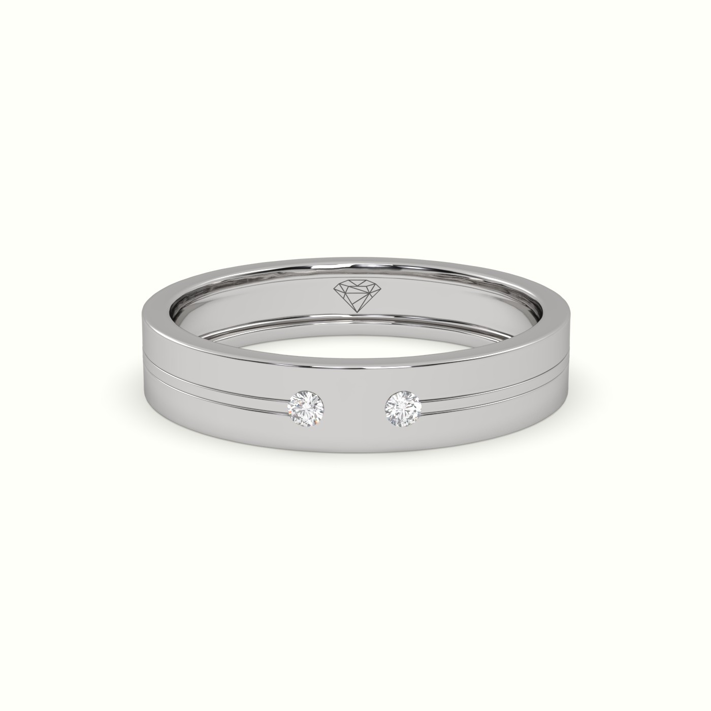 18k white gold flush set diamond wedding band