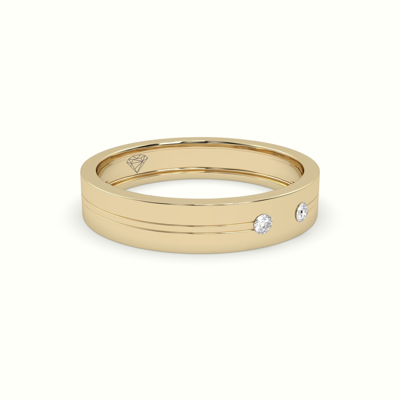 18k yellow gold flush set diamond wedding band Photos & images