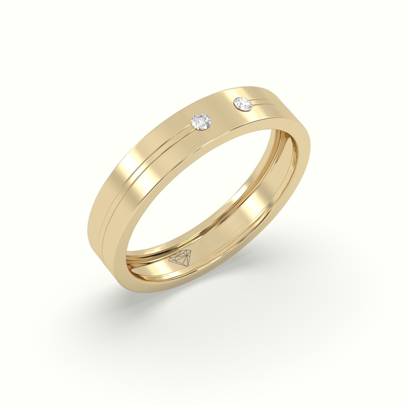 18k yellow gold flush set diamond wedding band Photos & images