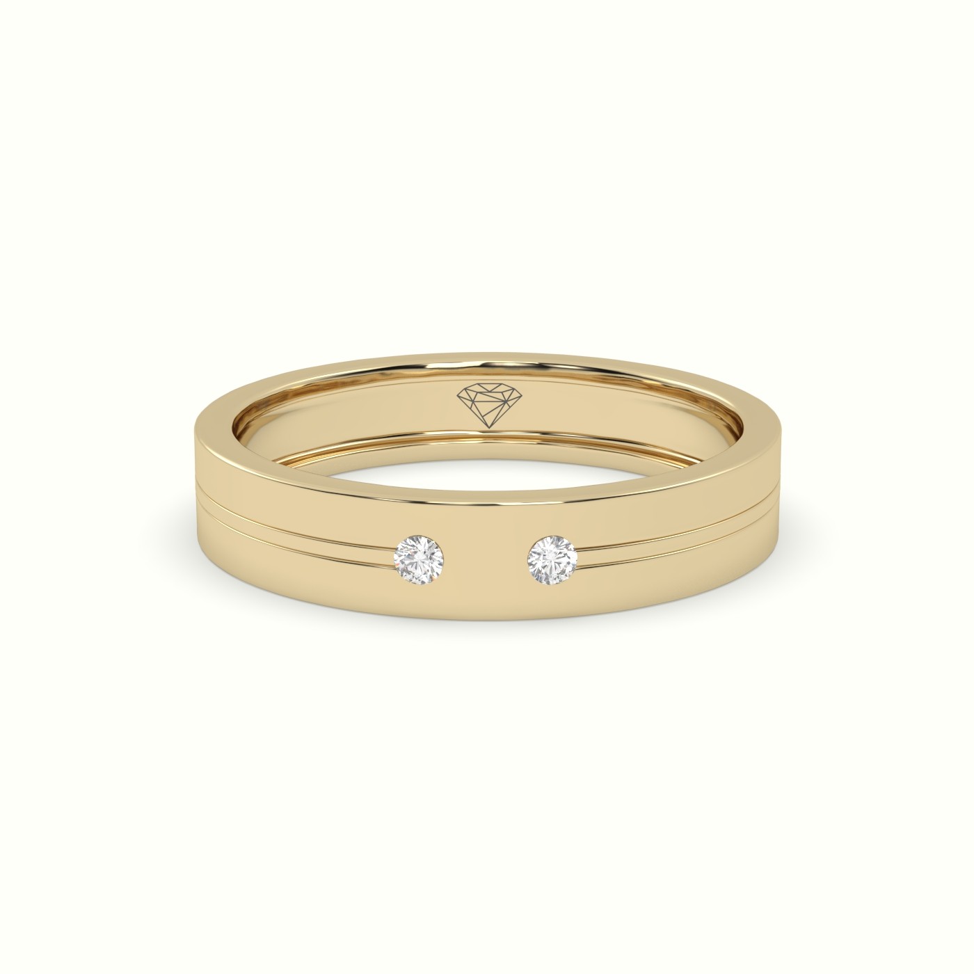 18k yellow gold flush set diamond wedding band