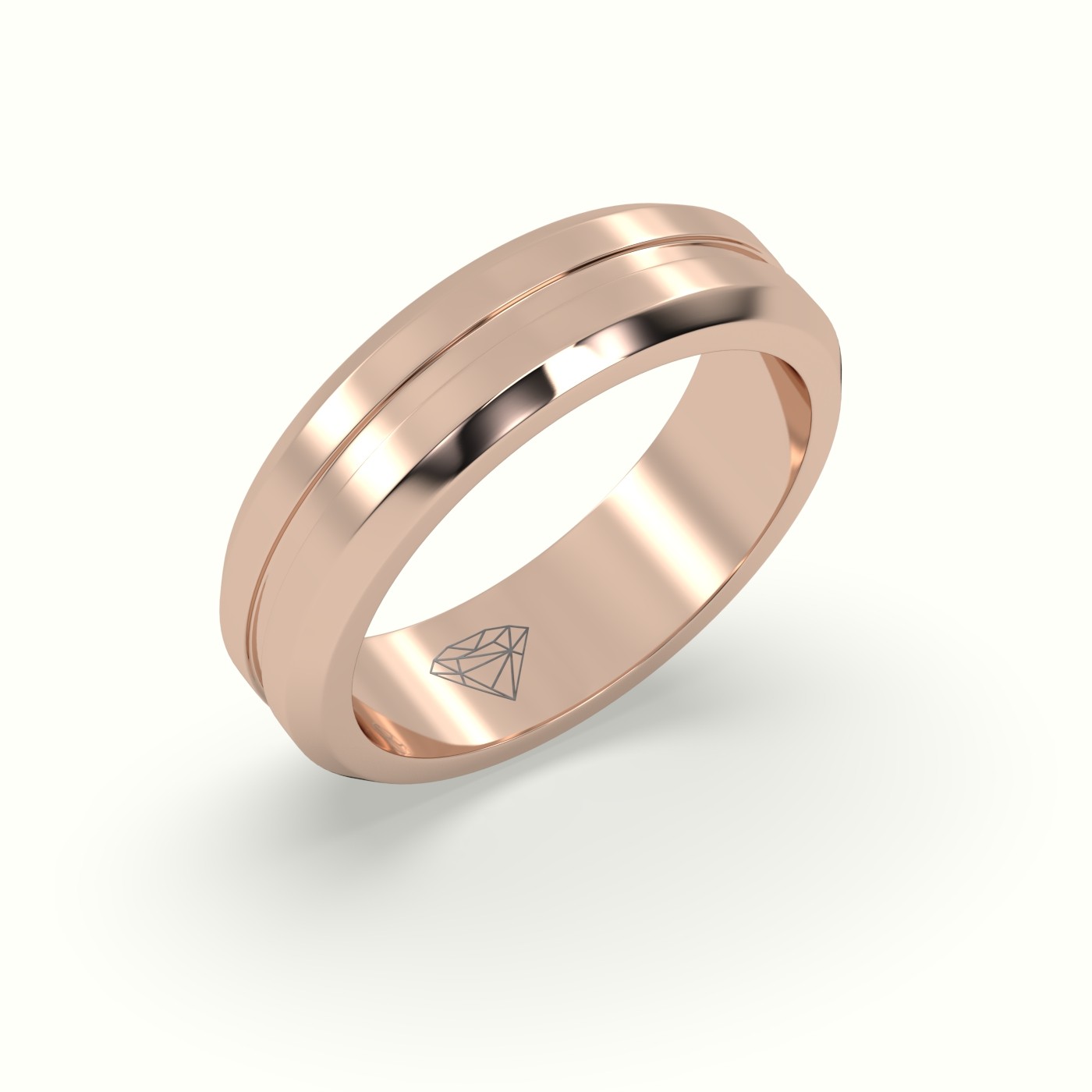 18k rose gold dual shiny wedding band Photos & images