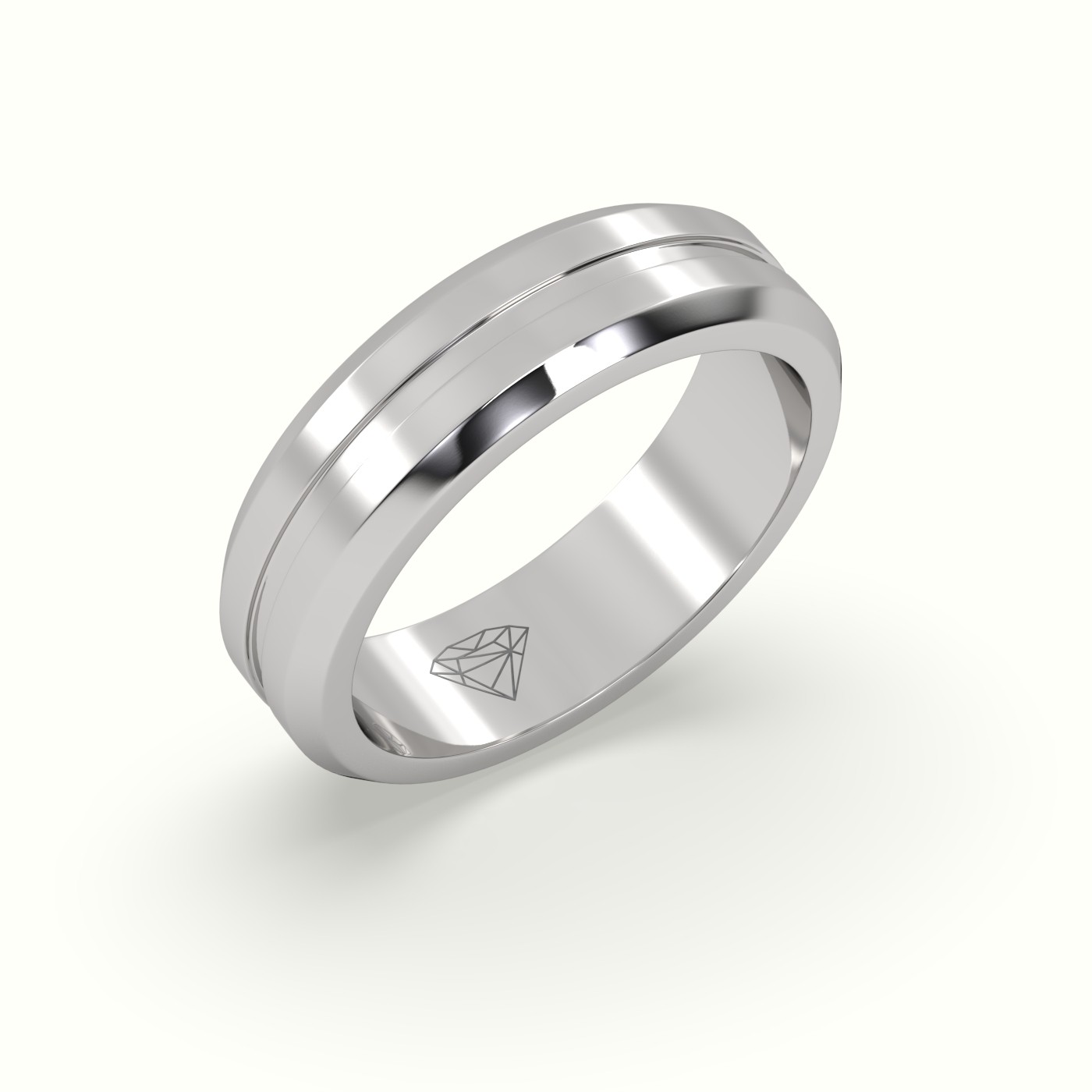 18k white gold dual shiny wedding band Photos & images