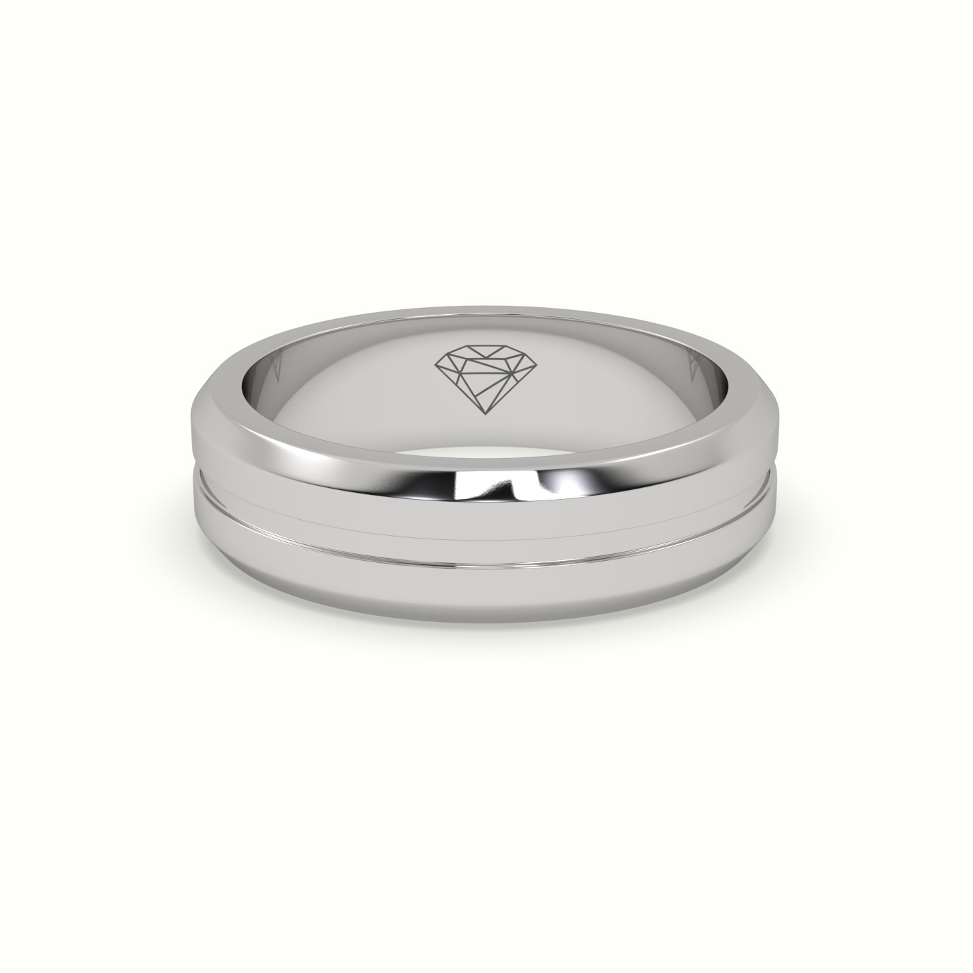 18k white gold dual shiny wedding band