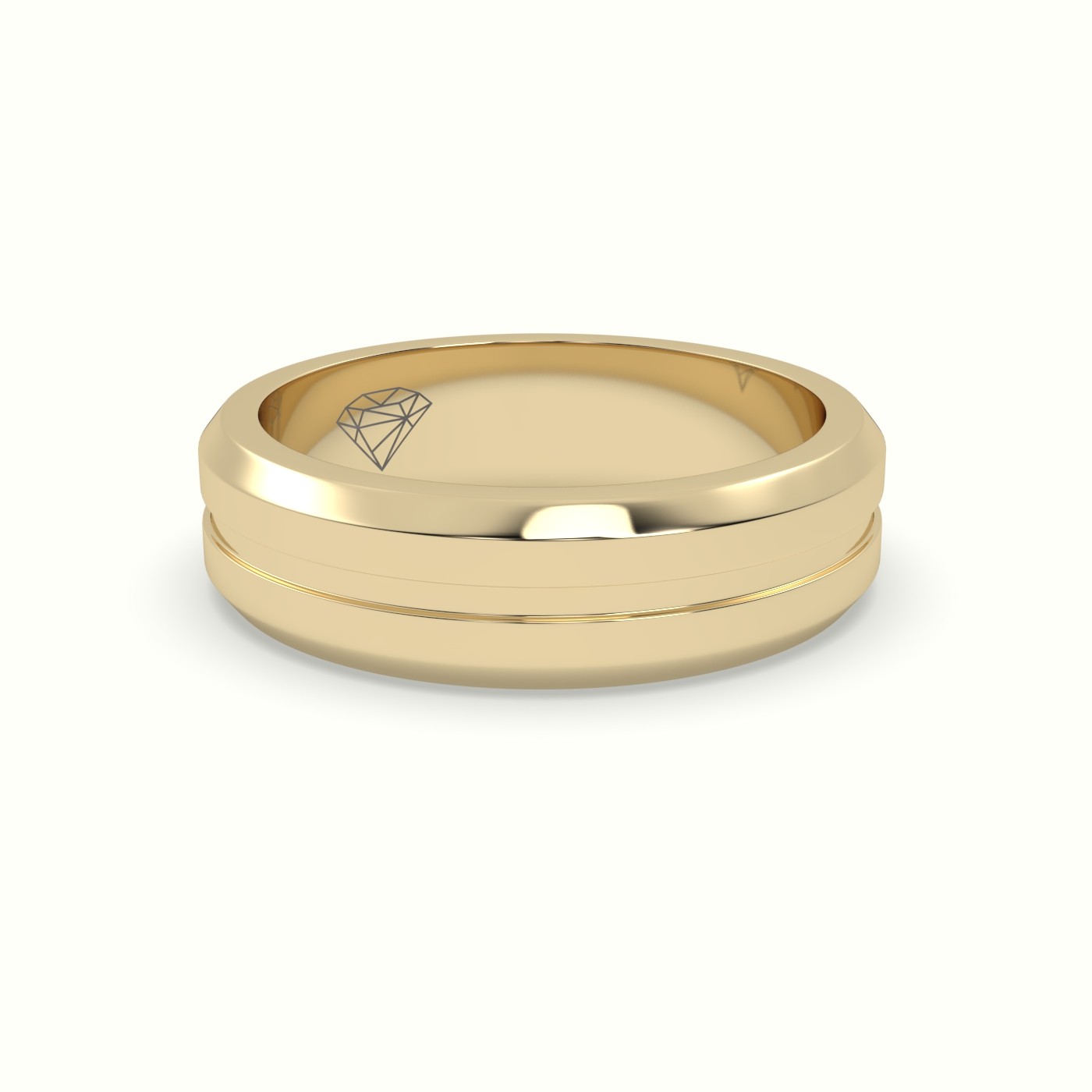 18k yellow gold dual shiny wedding band Photos & images
