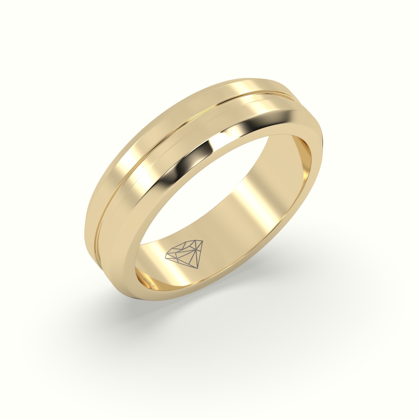 18k yellow gold dual shiny wedding band Photos & images