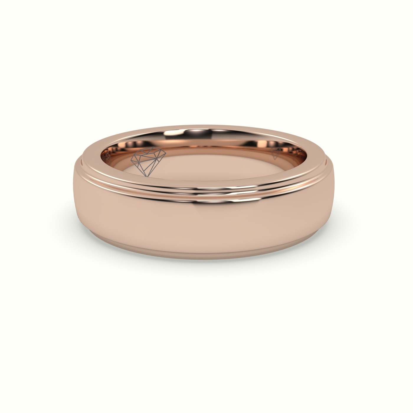 18k rose gold triple step edge wedding band Photos & images