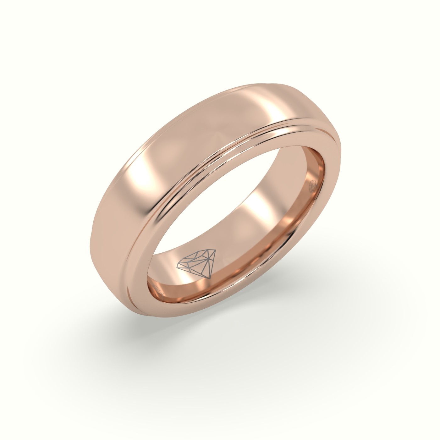 18k rose gold triple step edge wedding band Photos & images