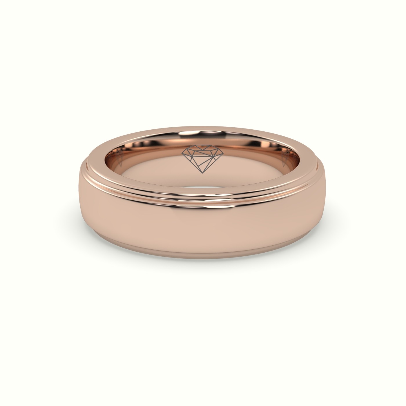 18k rose gold triple step edge wedding band