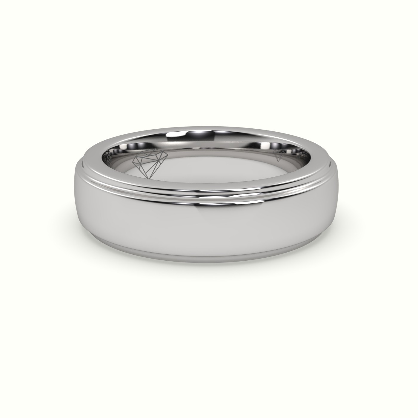18k white gold triple step edge wedding band Photos & images