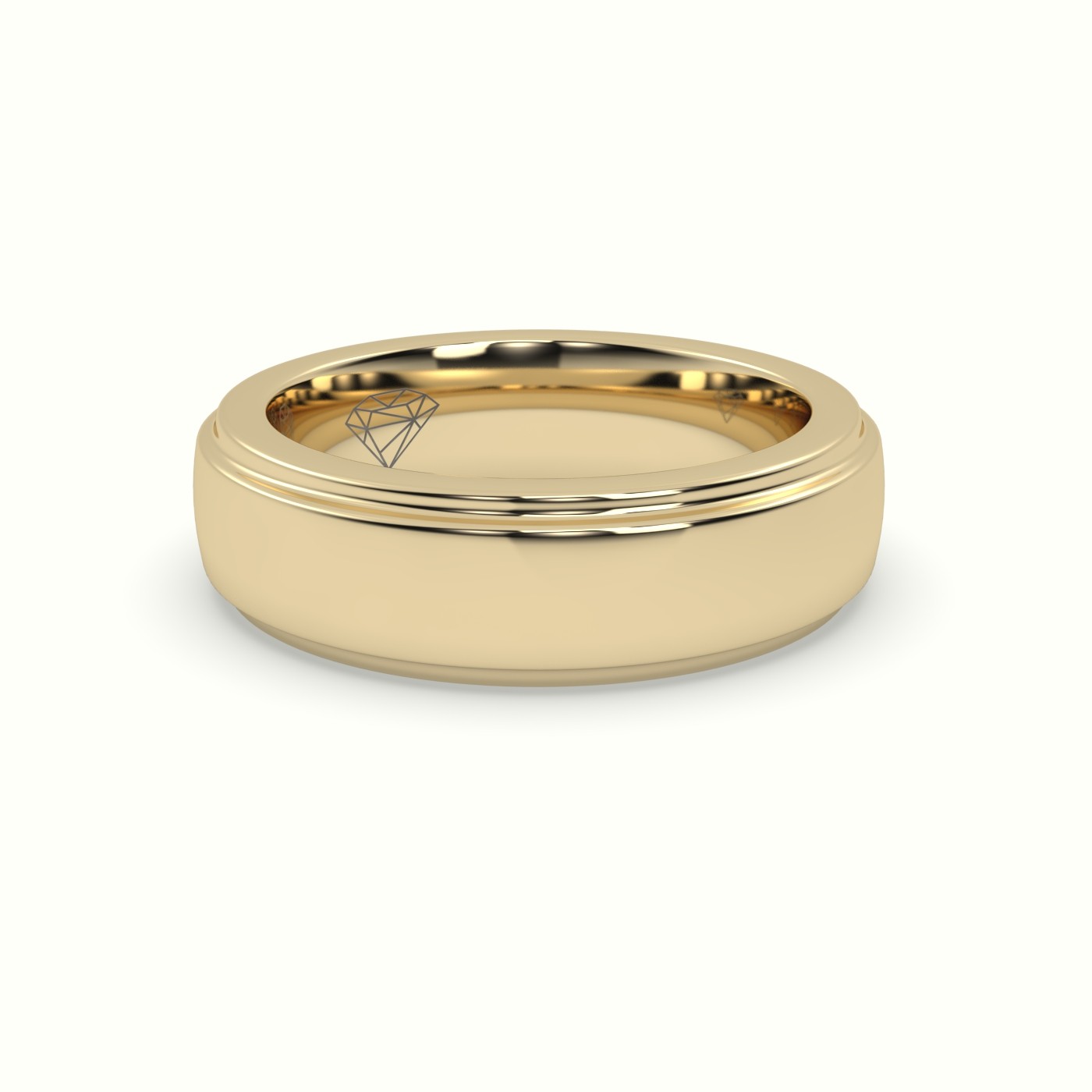 18k yellow gold triple step edge wedding band Photos & images