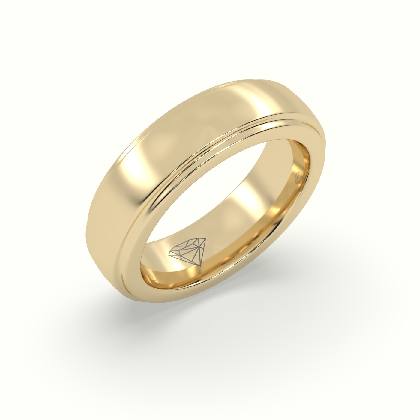 18k yellow gold triple step edge wedding band Photos & images