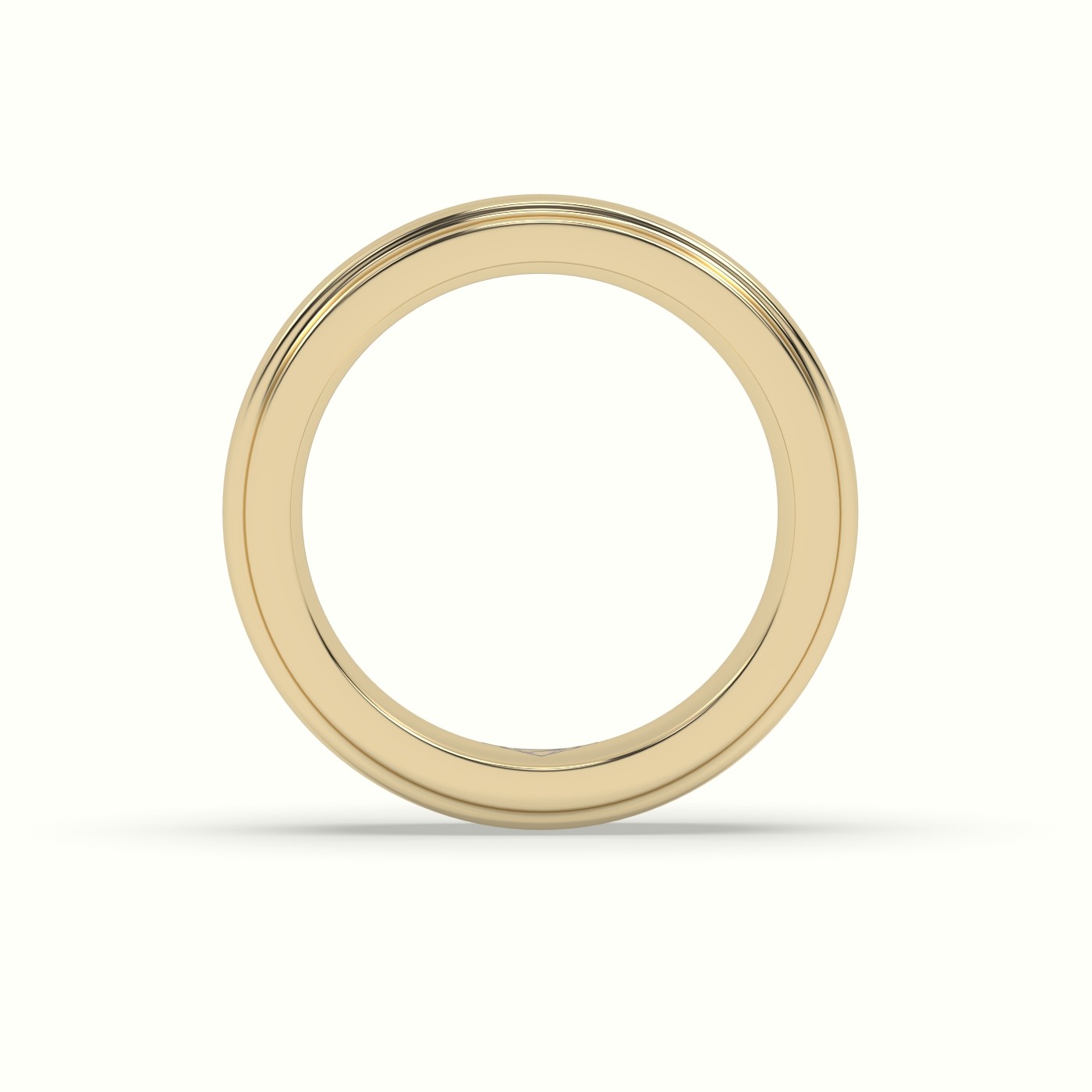 18k yellow gold triple step edge wedding band Photos & images